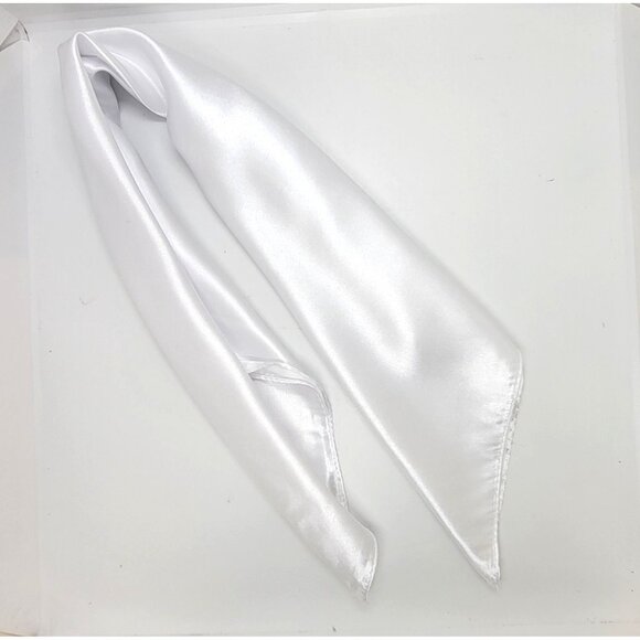 ✨Elegant Bandana Square Silky Scarf White Solid Soft Wrap Versatile Shawl Wrap✨ - Picture 2 of 4